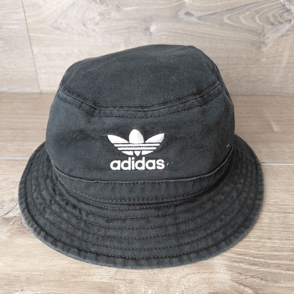 Adidas Bucket Hat Black Embroidered Trefoil Logo One Size Hip Hop Retro Run DMC